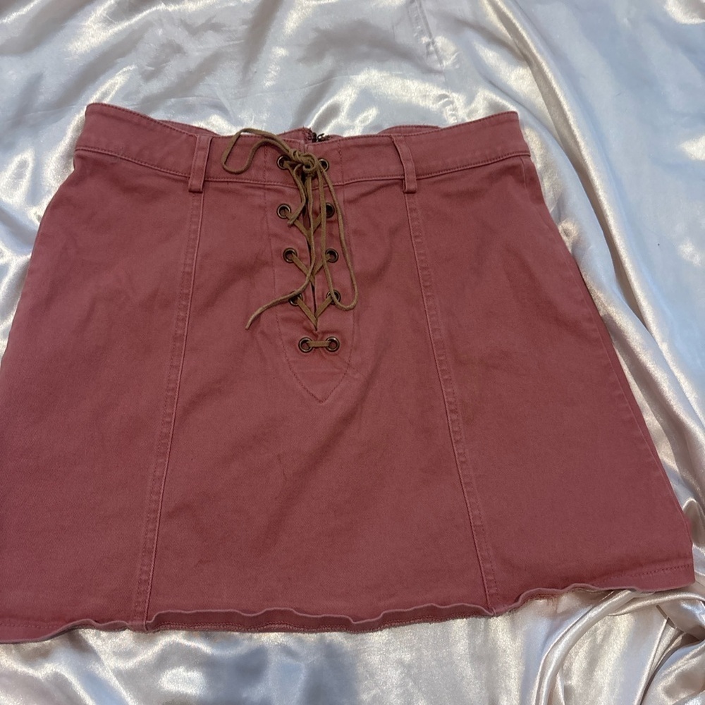 Forever 21 Mauve Lace-Up A-Line Skirt